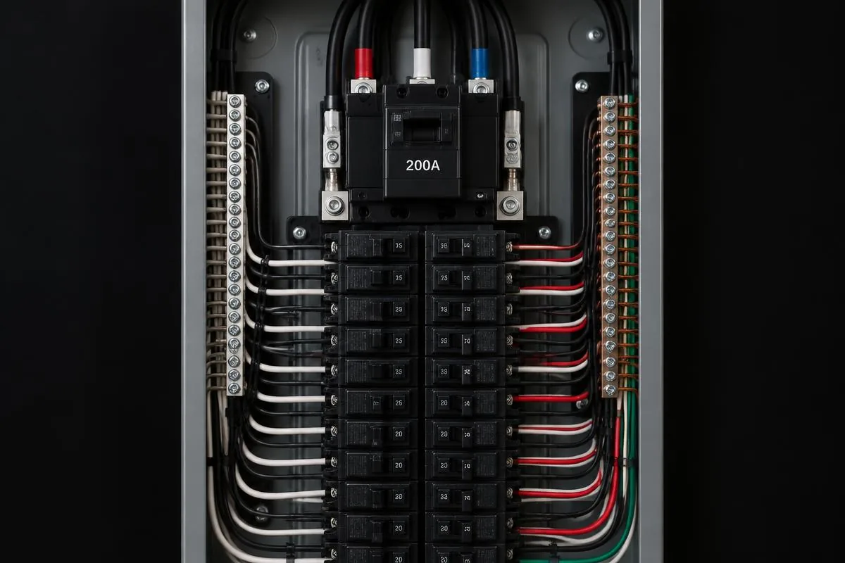 Panel Upgrades — New 200-amp residential electrical panel installed by RP Electric